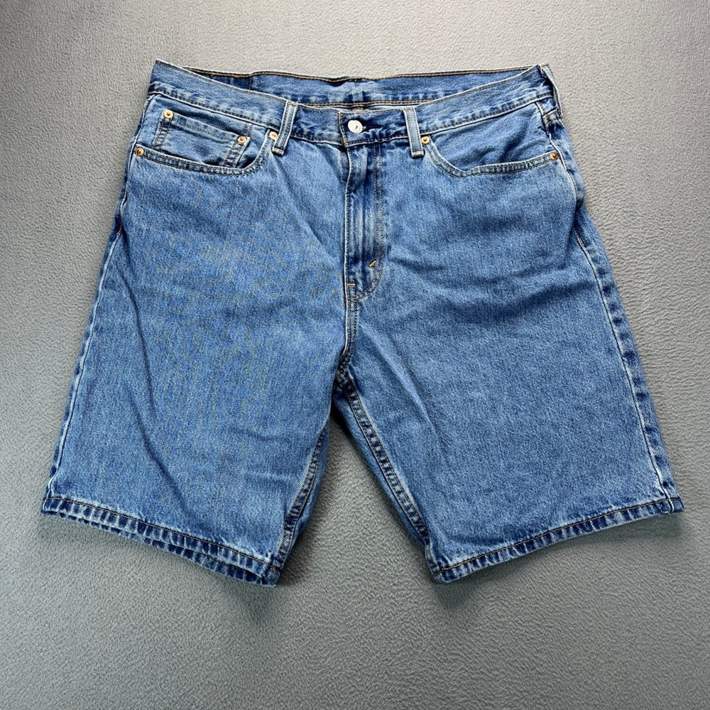 Levis 405 Denim Jean Shorts Men 36 (FIT 35) Light Wash Blue Casual Jorts Classic